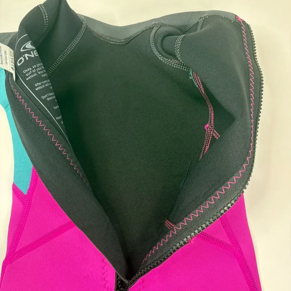 O'Neill Toddler Size 1Reactor-2 2mm Short Sleeve Spring Wetsuit Berry/Light Aqua